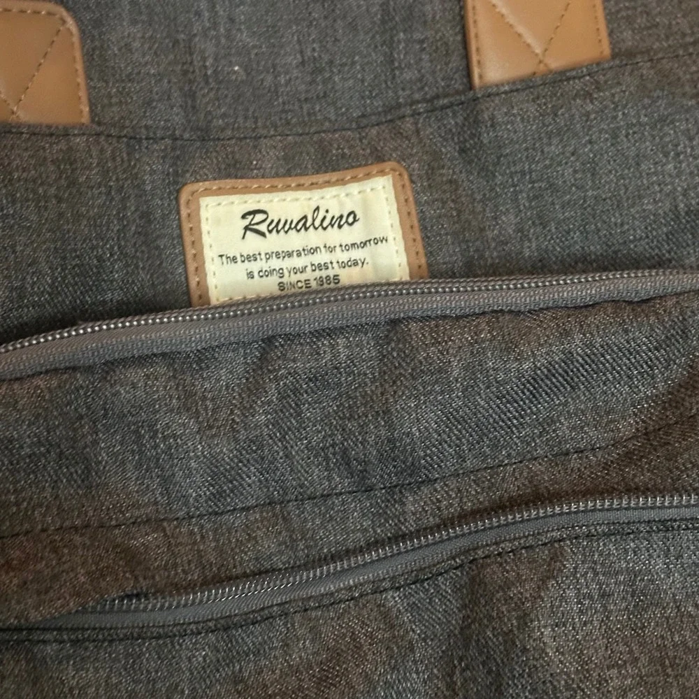 Ruvalino Charcoal‎ Gray Denim Diaper Backpack Bag Multiple Pockets Organizer